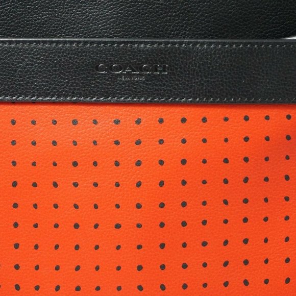 Coach Charles Red/Black Bandana Printed Leather Sport Calf Crossbody Bag F55961 - Picture 3 of 7